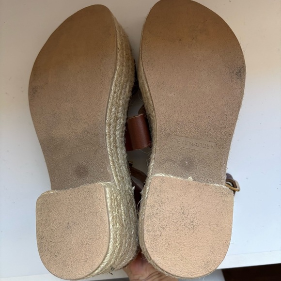 Steve Madden Kelton Brown Leather Platform Sandals Sz 10 - Picture 8 of 10
